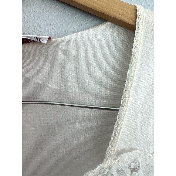 VTG Vanity Fair Pink White Nightgown Dress Pajama Dress Lace XL Pocket - Picture 4 of 15